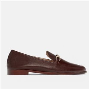Zara Cognac Brown Leather Loafers